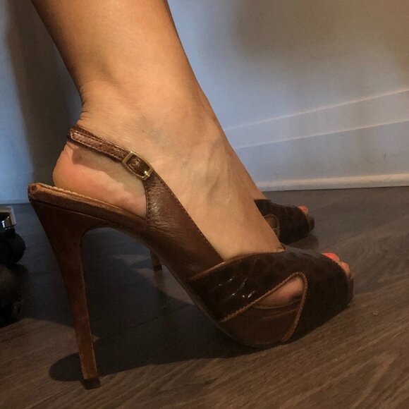 Tyler brown  leather heels 6 Size - Picture 1 of 10